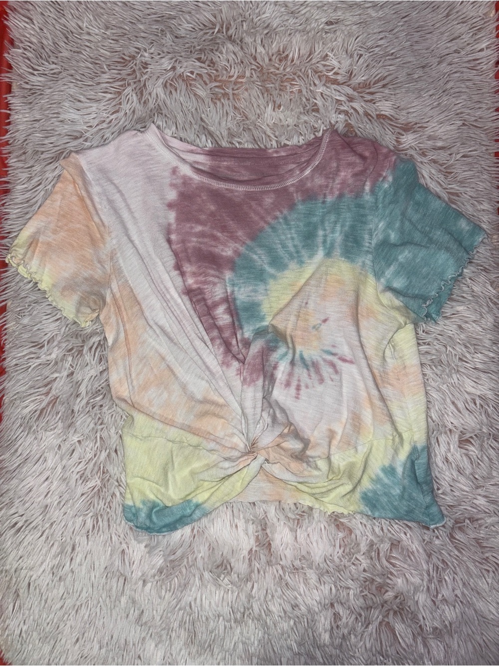 American Eagle Outfitters Pastel Tie-Dye Knot Front Tee
